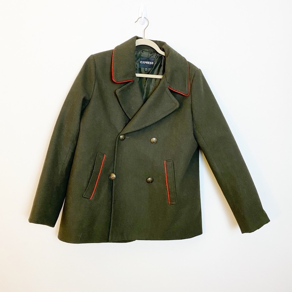 Express Jackets & Blazers - Express Gray Classic Structured Pea Coat Jacket
